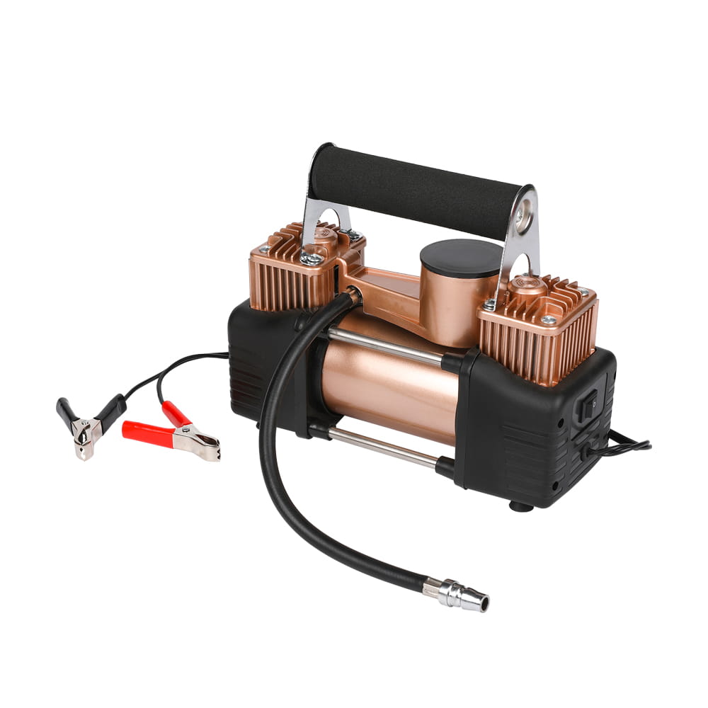 Gonfleur de pneu portable à double cylindre avec pince de batterie