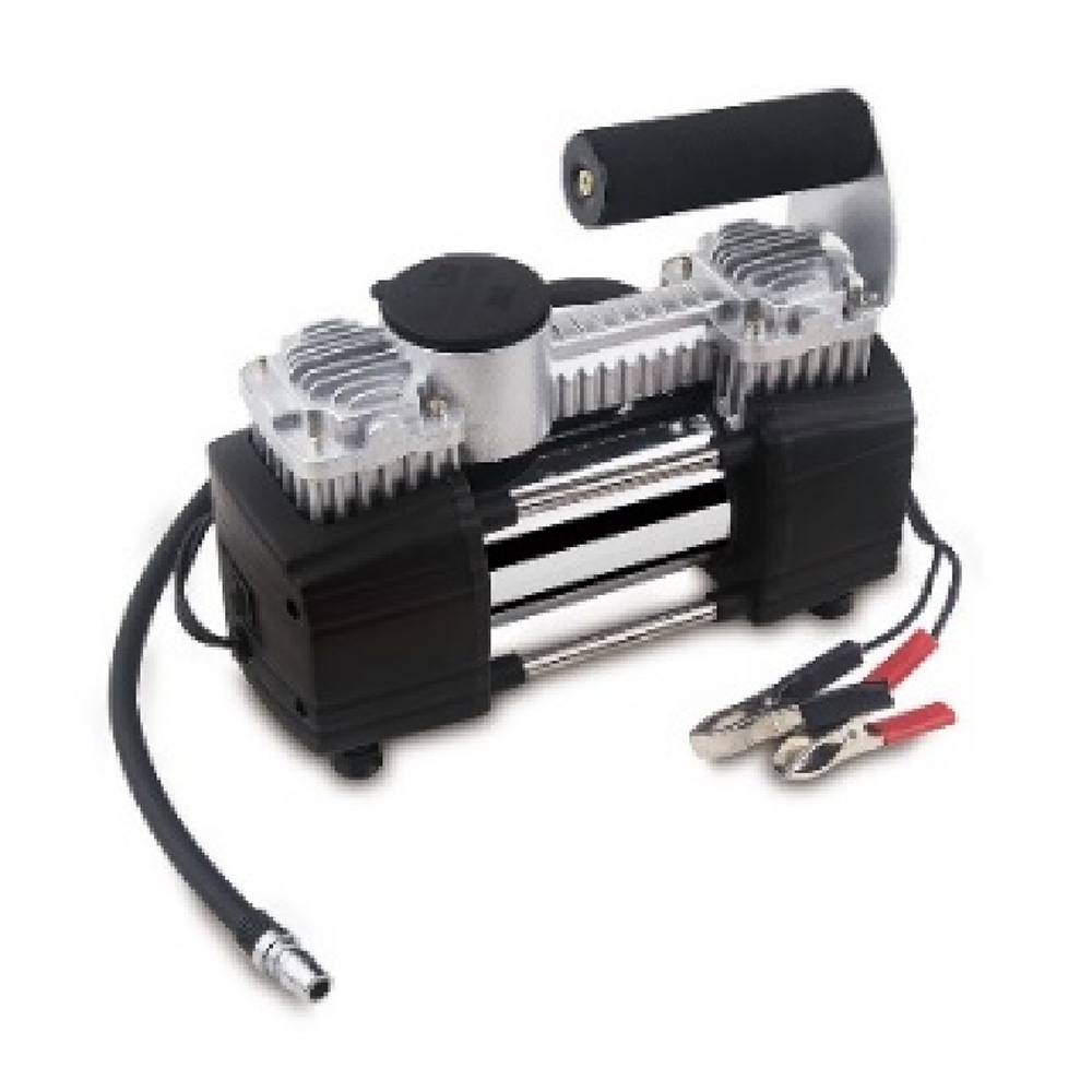 Gonfleur de pneu portable à double cylindre avec clip de batterie